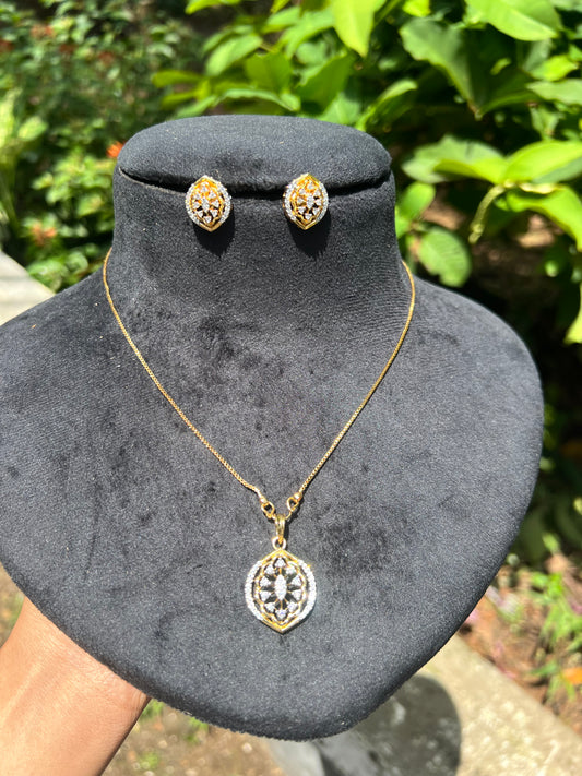 Premium daimond finish pendant chain set with earings product code N222