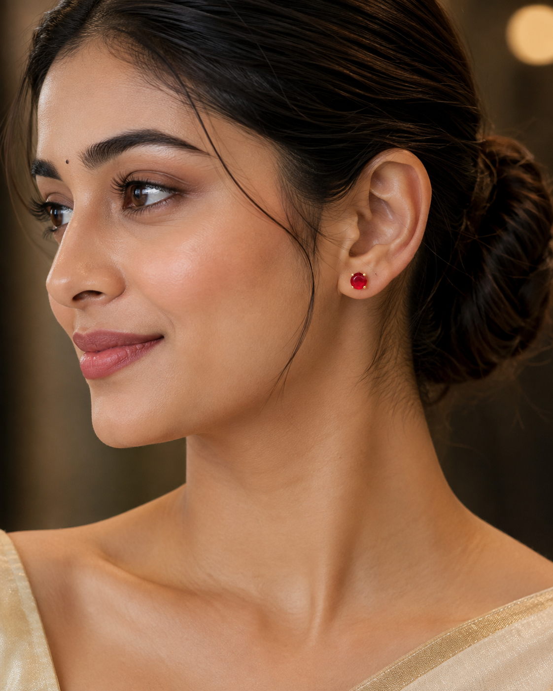 Premium gold plated daily wear studs with back screw product code E228