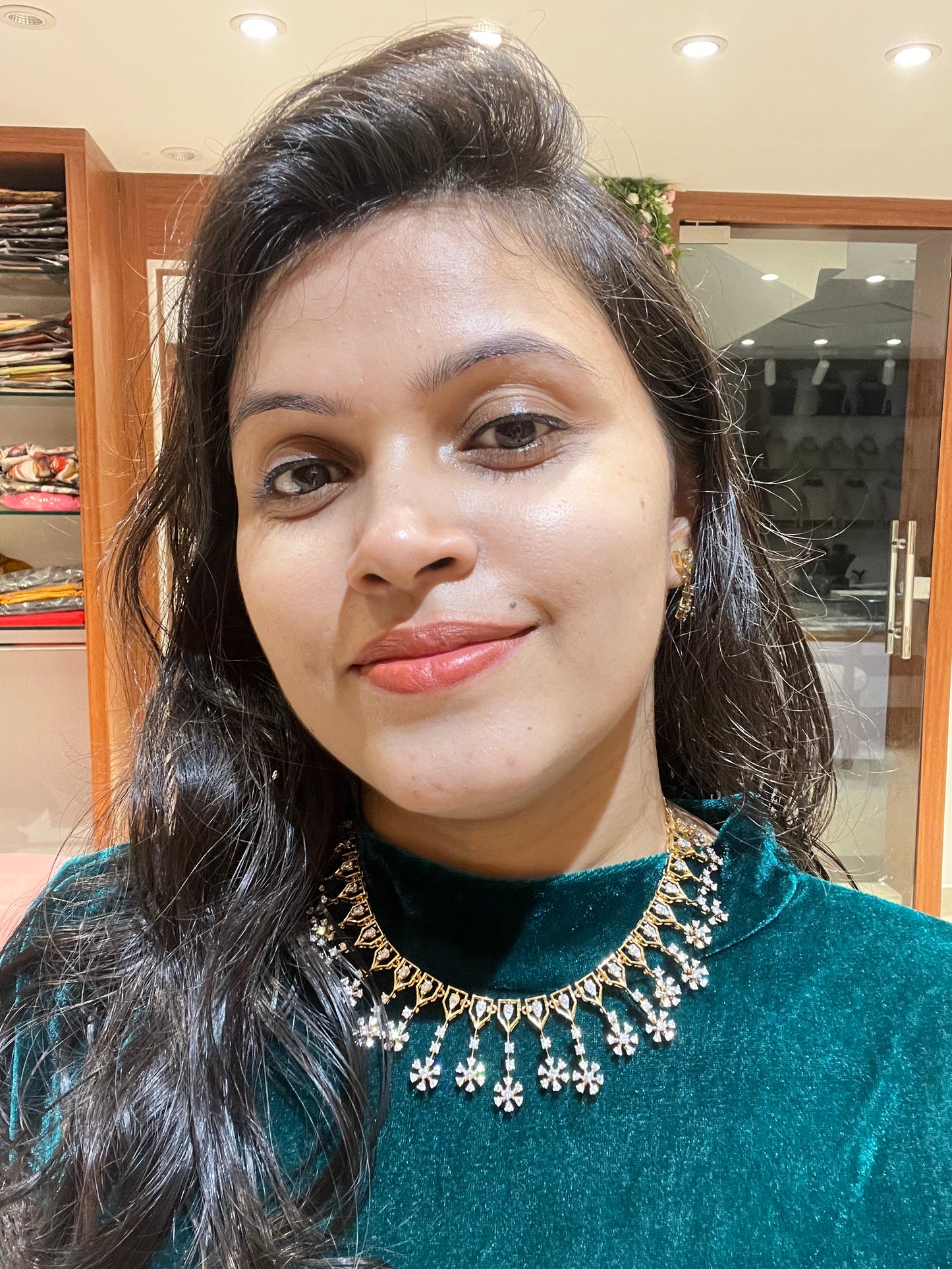 Premium diamond finish bridal necklace set product code D190