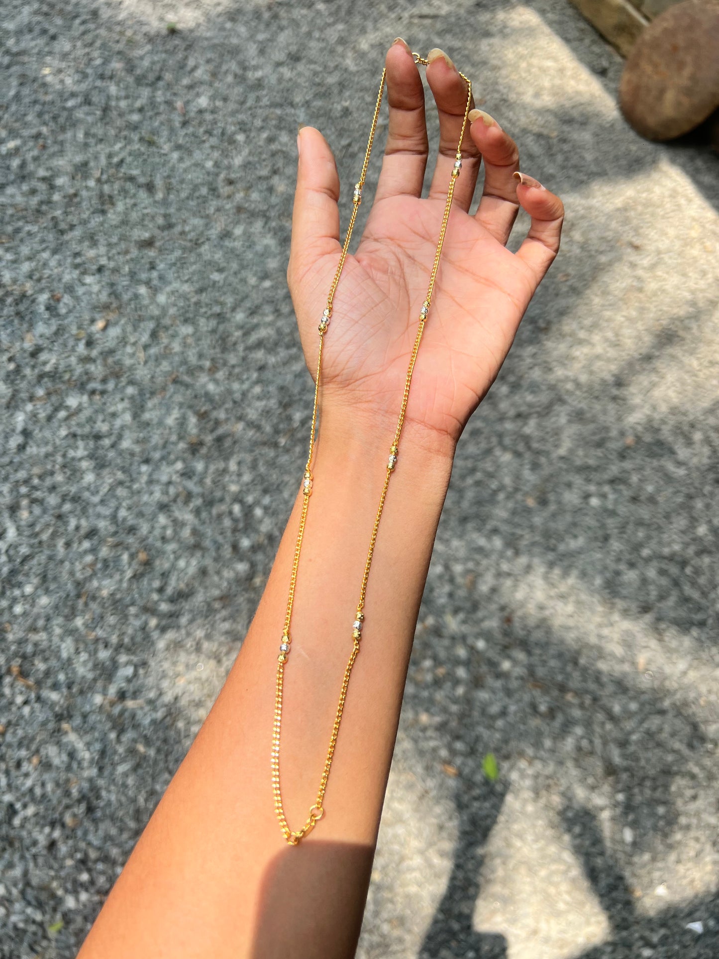 Premium gold plated daily wear twotone ball anklets (10.5) product code A15