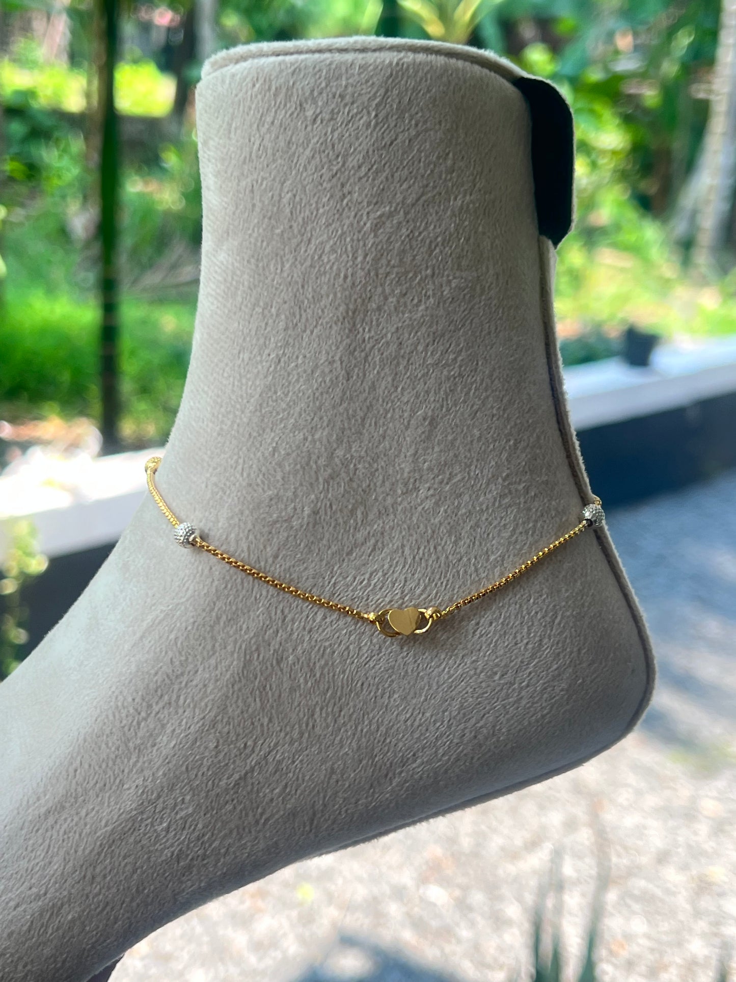Premium gold plated daily wear twotone ball anklets product code A11