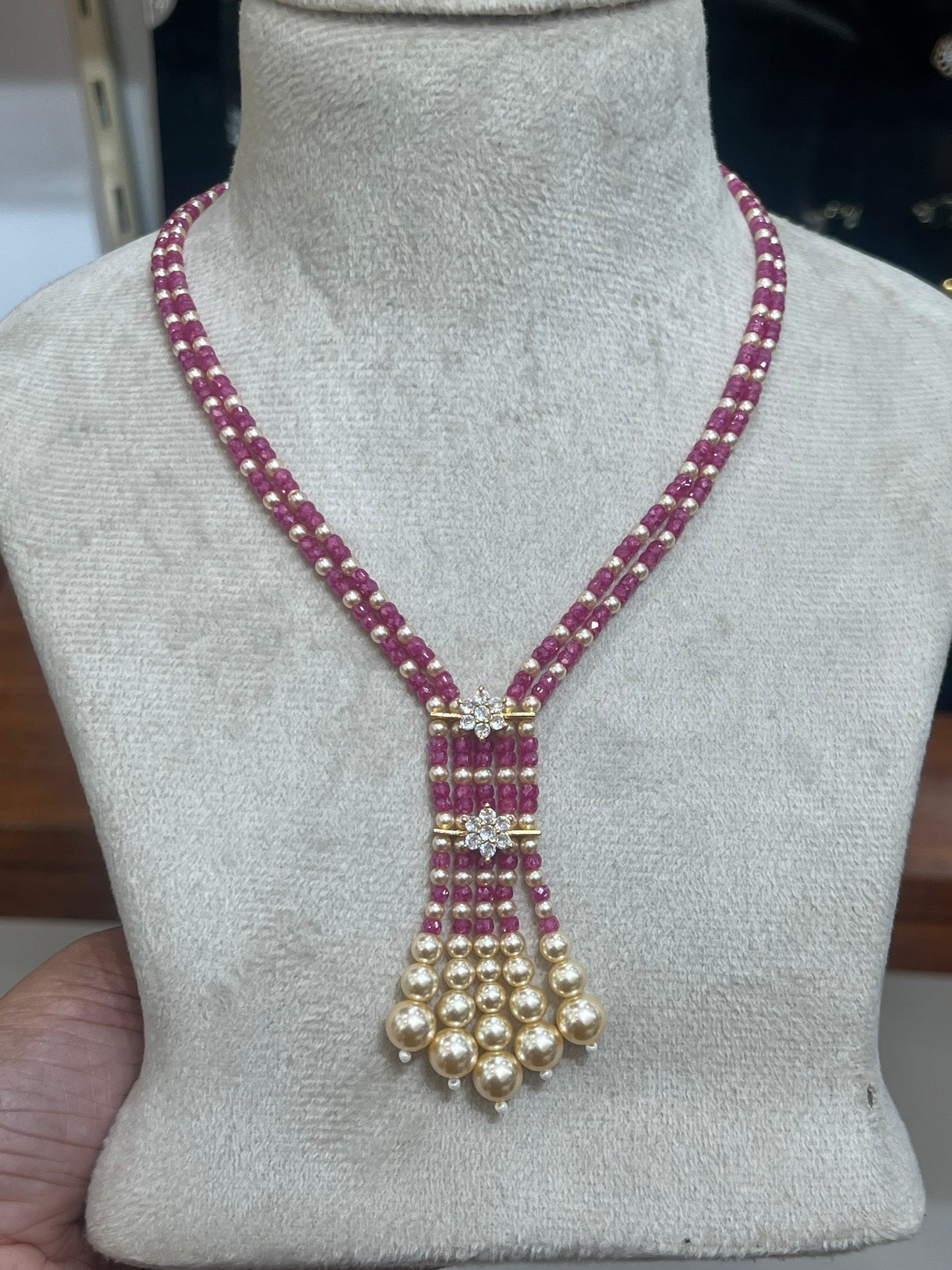 Premium quality precious beads 2layered designer handmade necklace product code P100