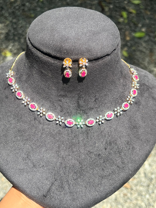 Premium diamond finish Bridal necklace set product code D311