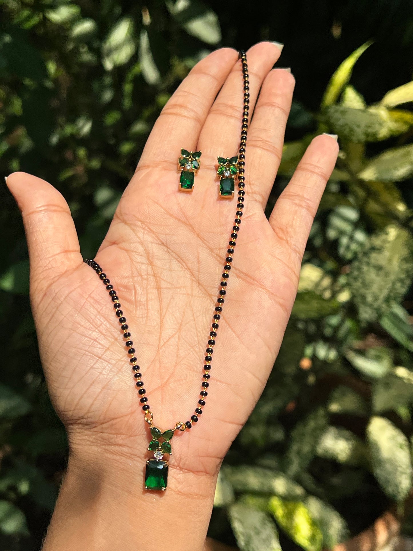 Premium simple mangalsutra with earrings product code 136