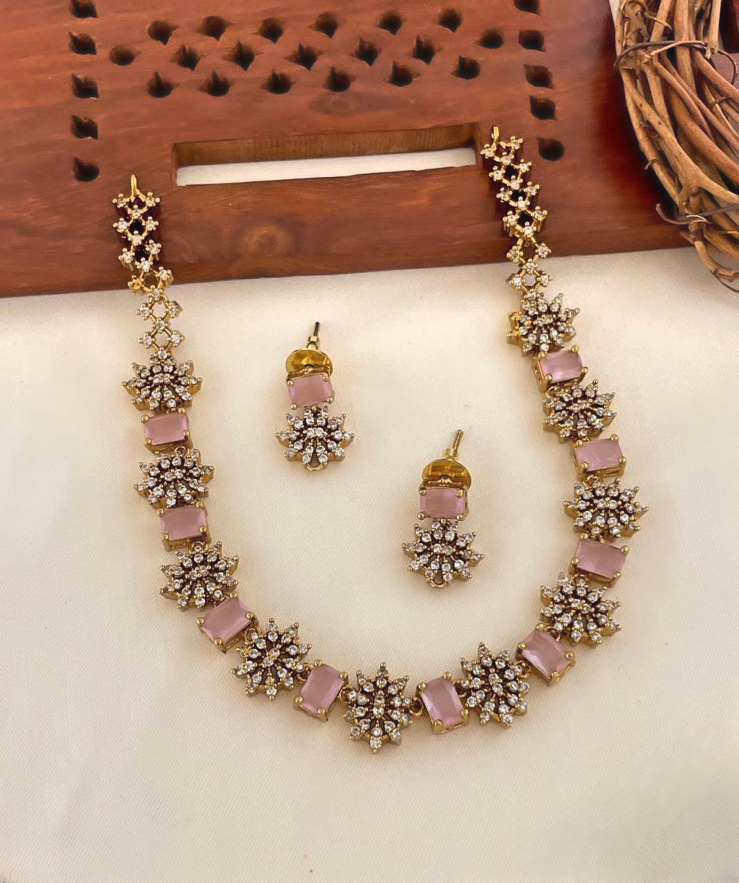 Premium AD Stone Necklace Set