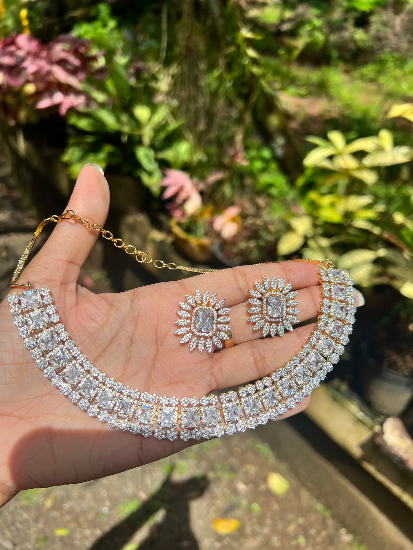 Premium diamond finish bridal necklace product code N81