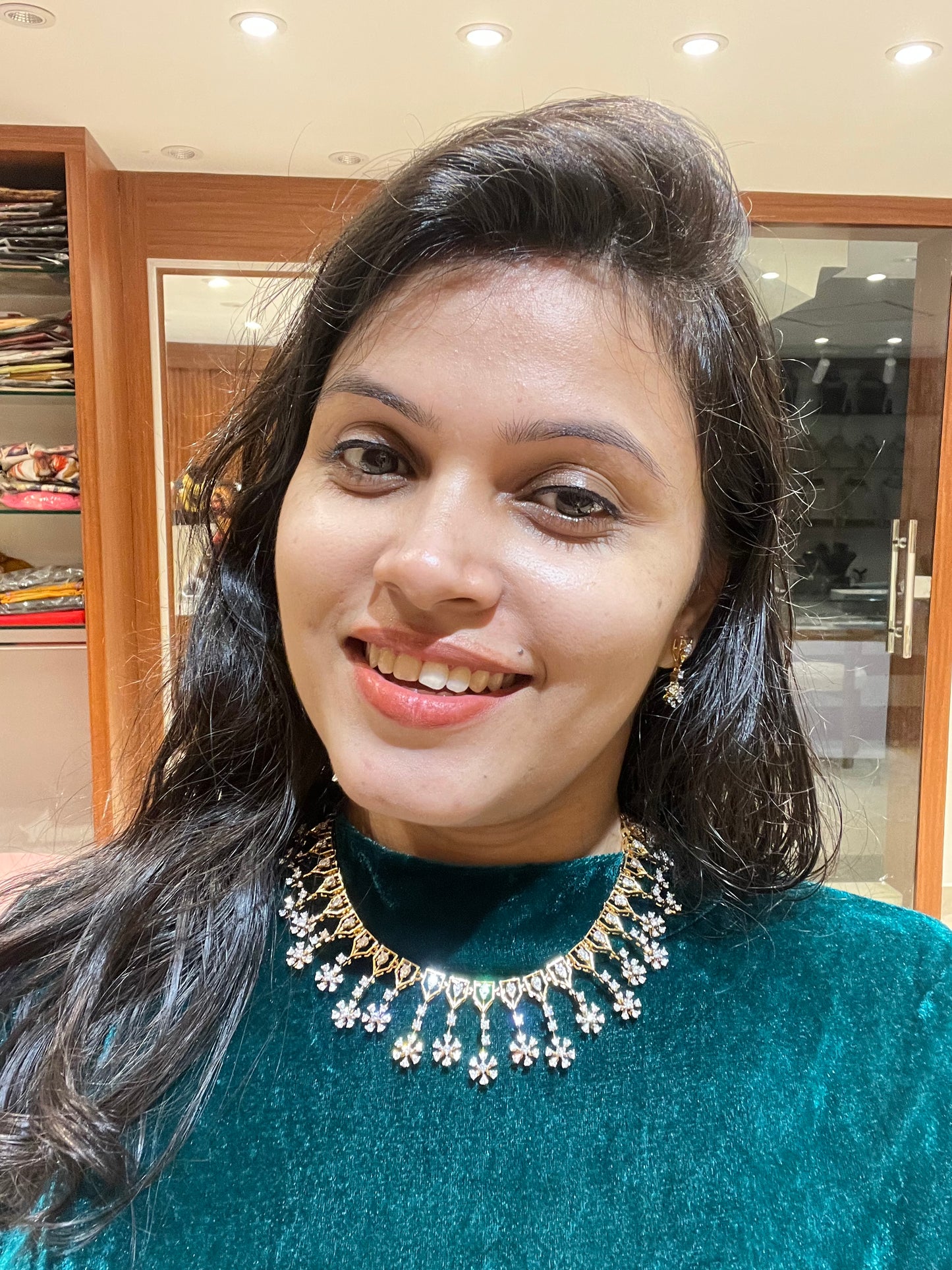 Premium diamond finish bridal necklace set product code D190