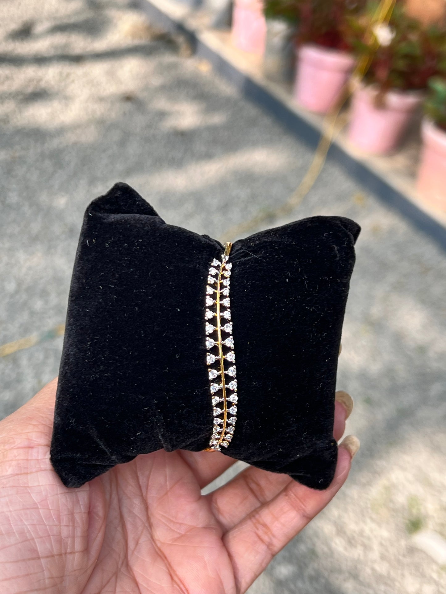 Premium quality micro gold plated twotone diamond replica bracelet product code B97