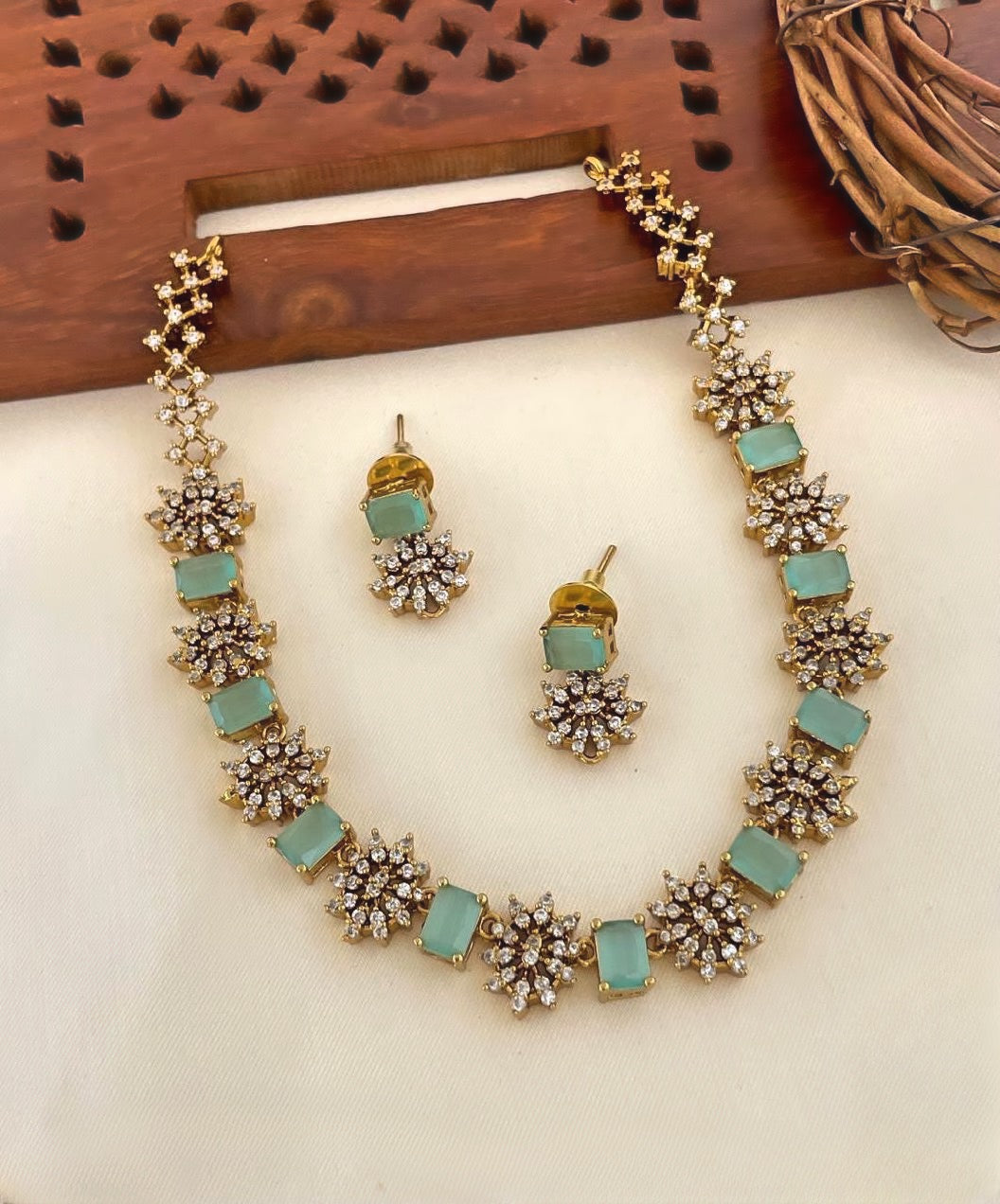 Premium AD Stone Necklace Set