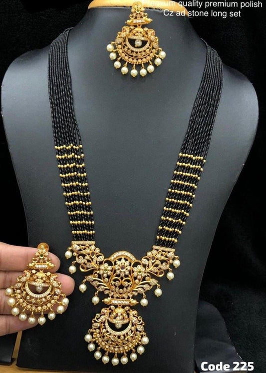 Premium ad Cz stone pendant sugar beads chain haram product code 34