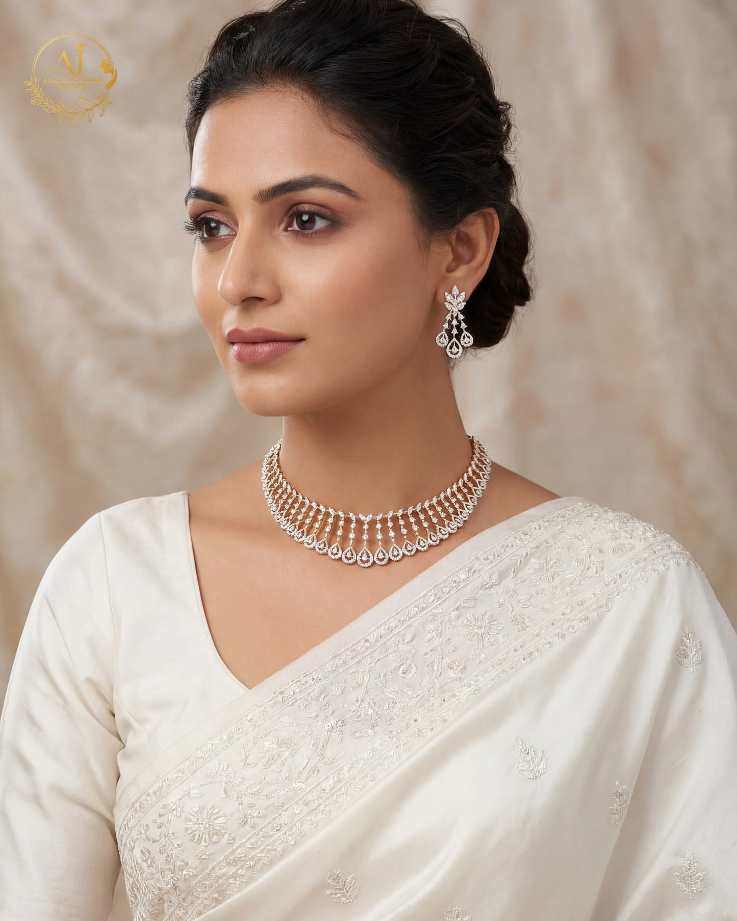 Premium diamond finish bridal necklace product code 23
