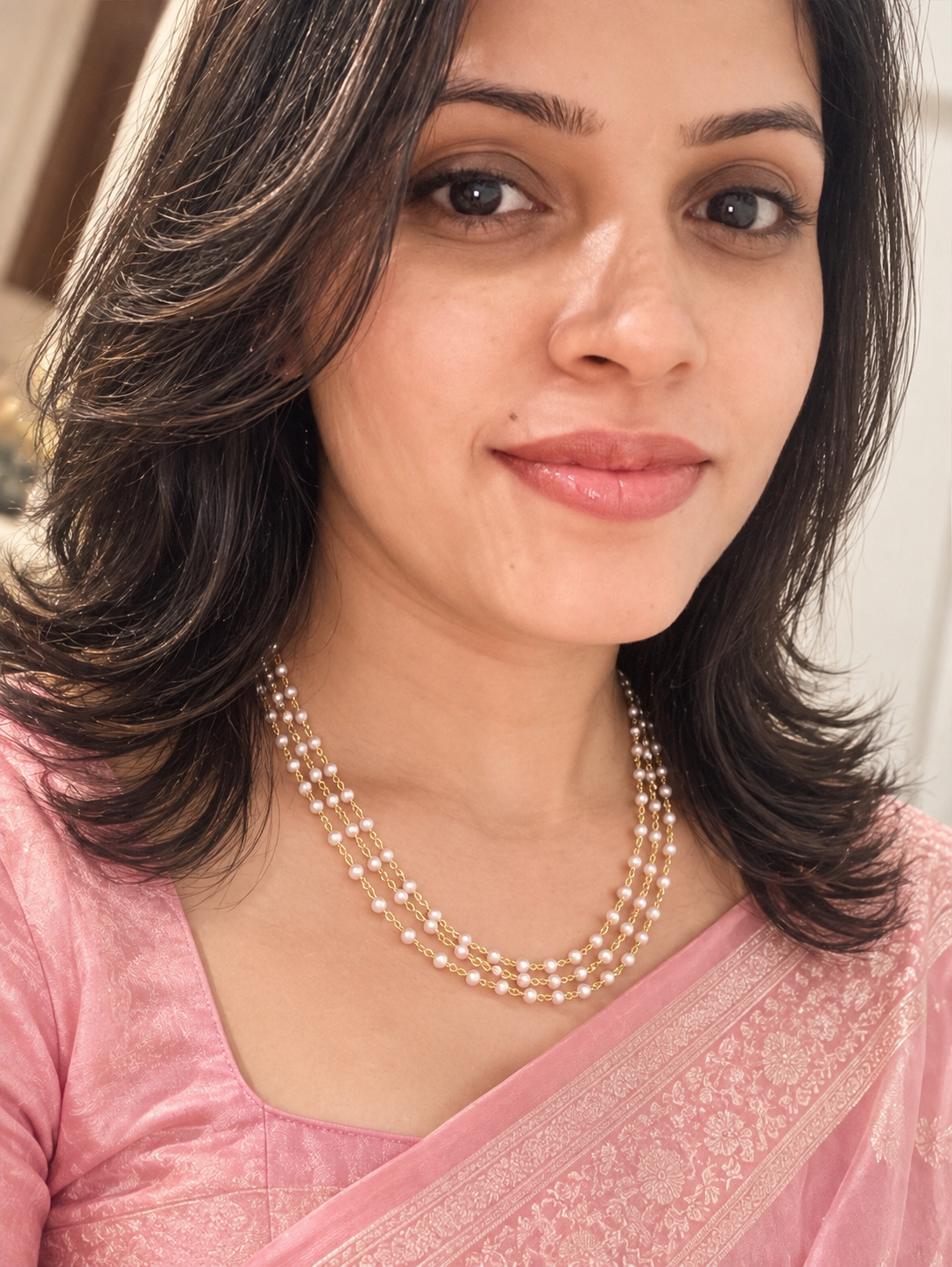 Premium 3 layer pearl necklace product code N394