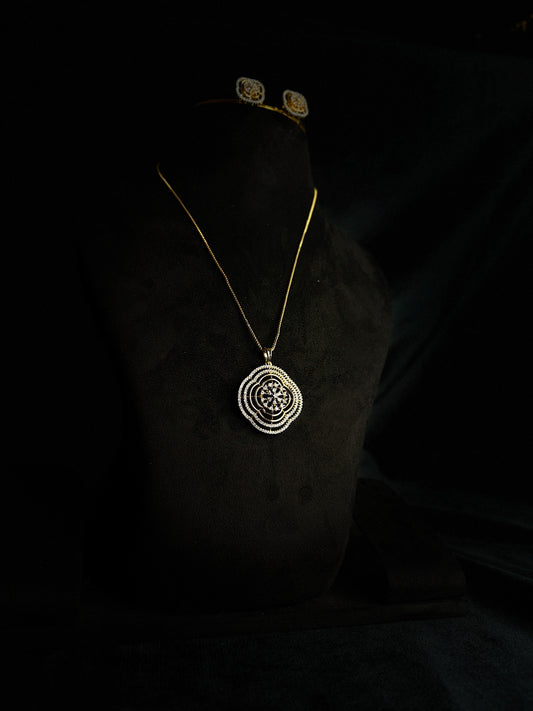 Premium diamond finish pendant set with chain product code D365