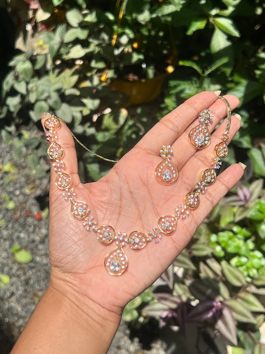 Premium diamond finish bridal necklace set product code D119
