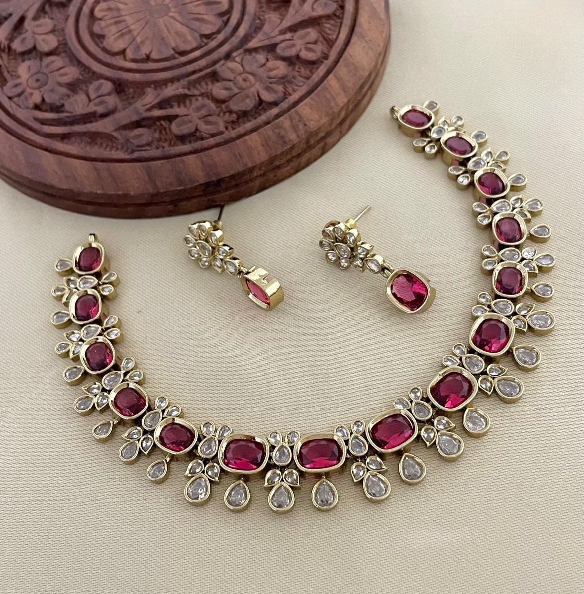 Premium quality jadau Kundan stone necklace product code 458