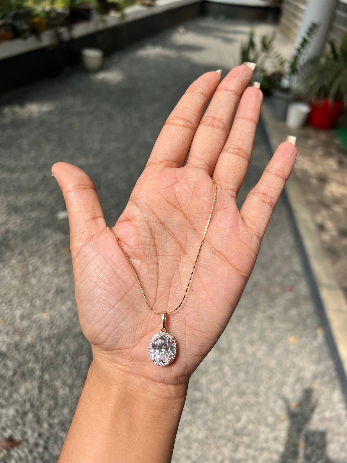 Premium Antitarnish chain with Rosegold pendant product code N300