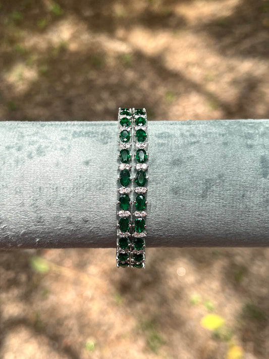 Premium white ad emerald green bangles product code 1267
