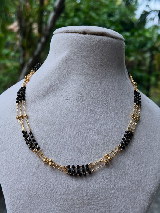 Premium gold plated karimani short 3layer necklace product code P19