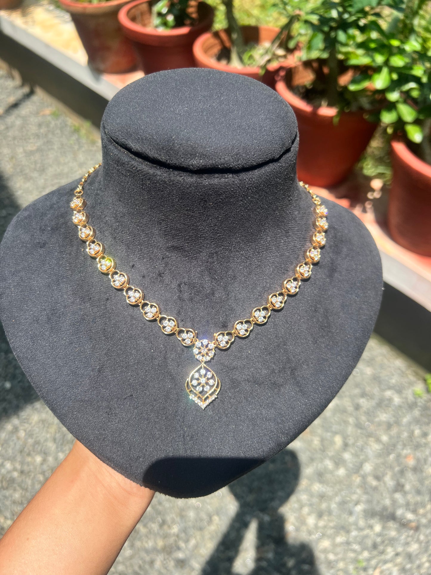Premium quality gold plated ad bridal necklace product code G104