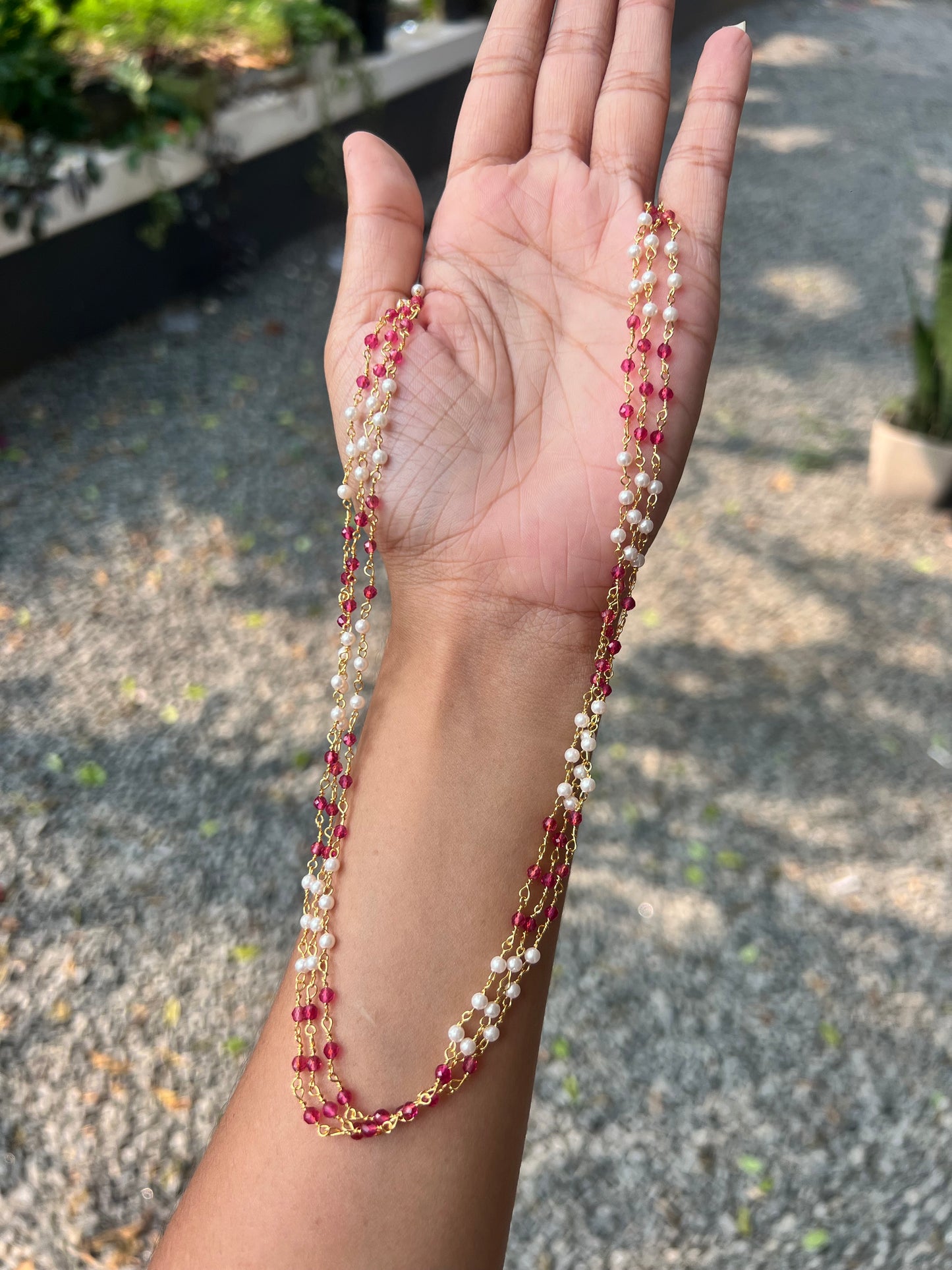 Premium pearl 3 layer 24inch Mala product code P24