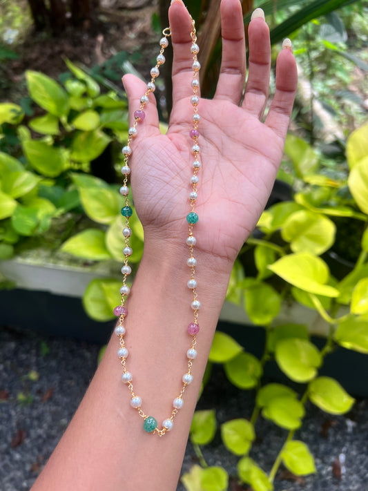 Premium Multi color pearl Monalisa neck chain product code 115