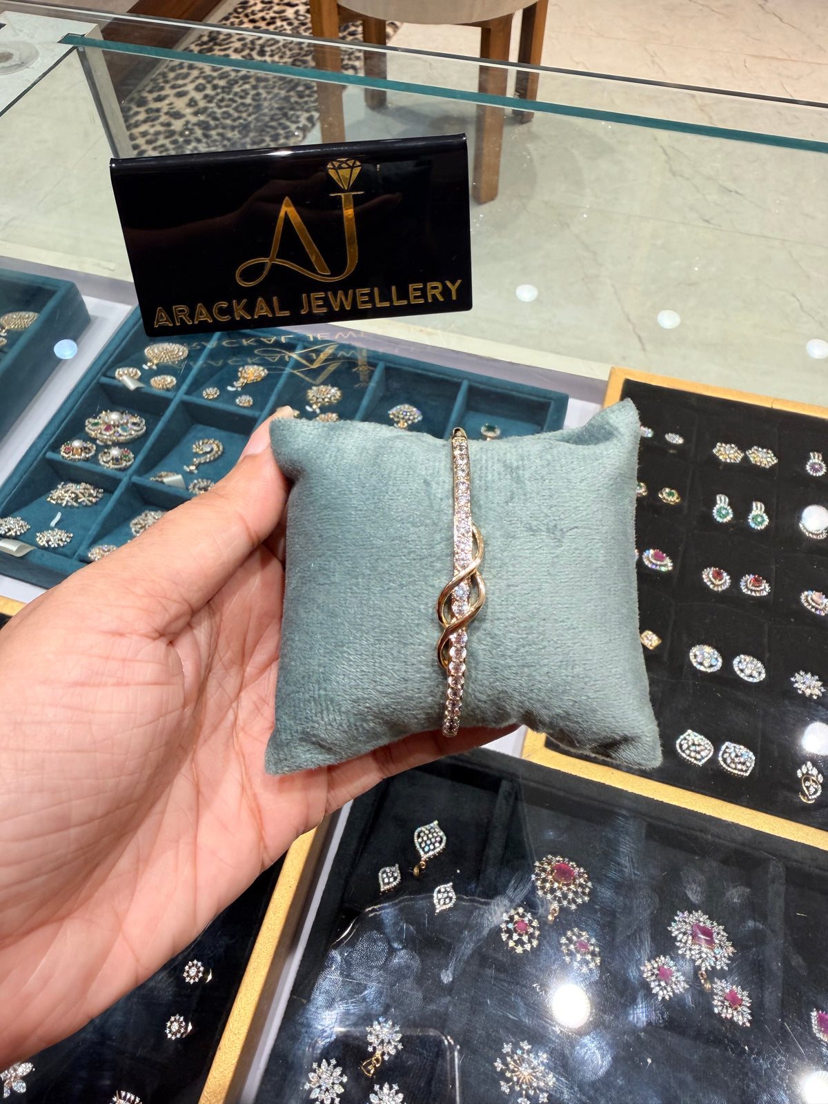 Premium cz ad stone openable bracelet product code B249