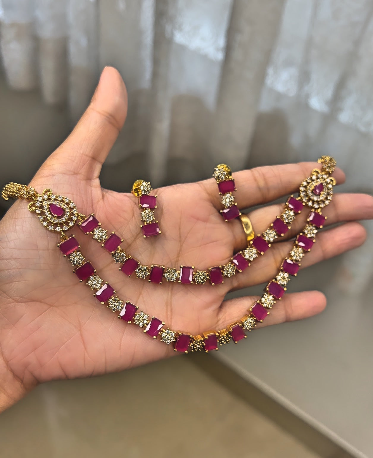 Premium 2layer ad floral necklace product code 856