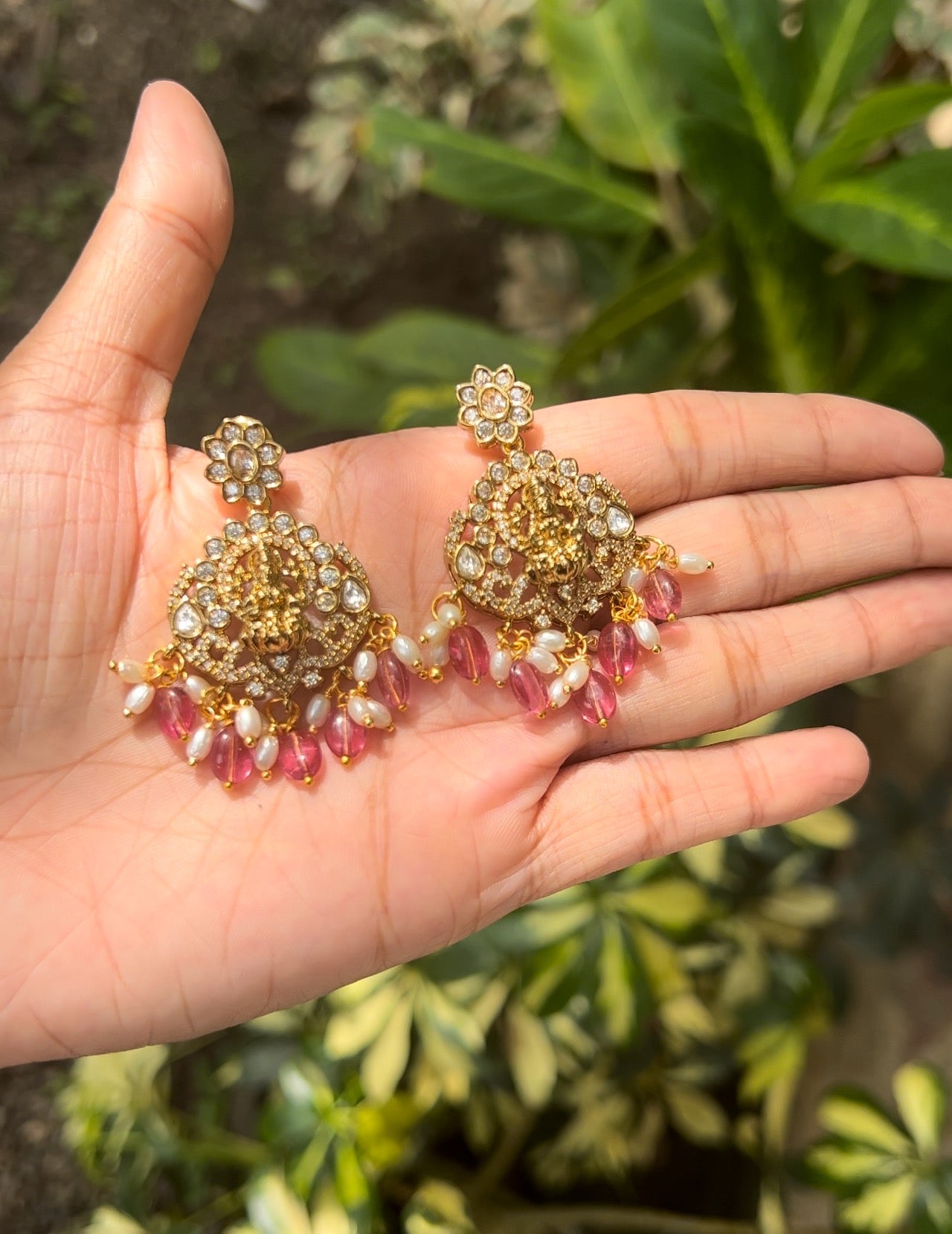 Lakshmi ad Kundan stone earrings