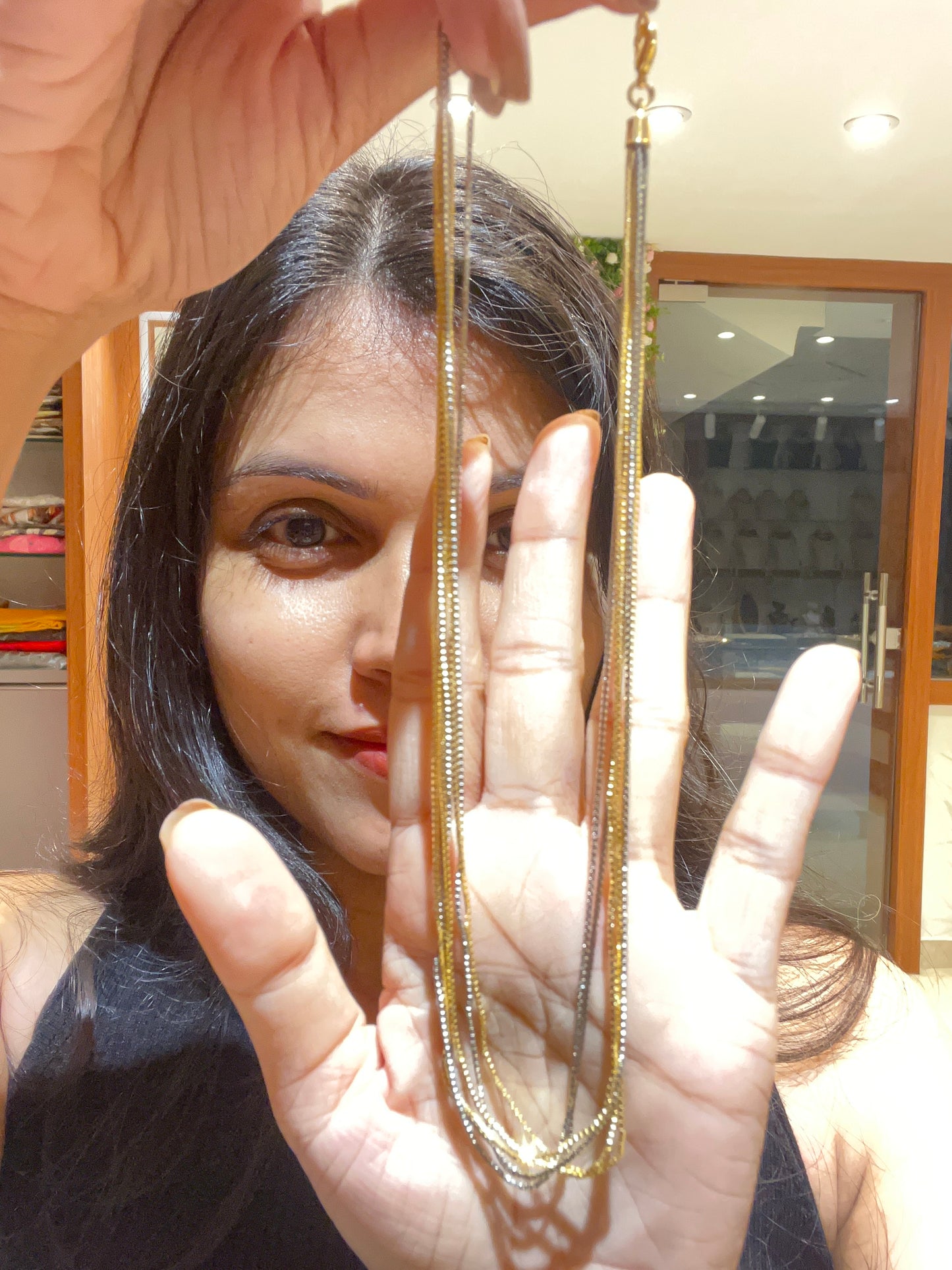 Premium white gold and gold plated layer chains product code G50