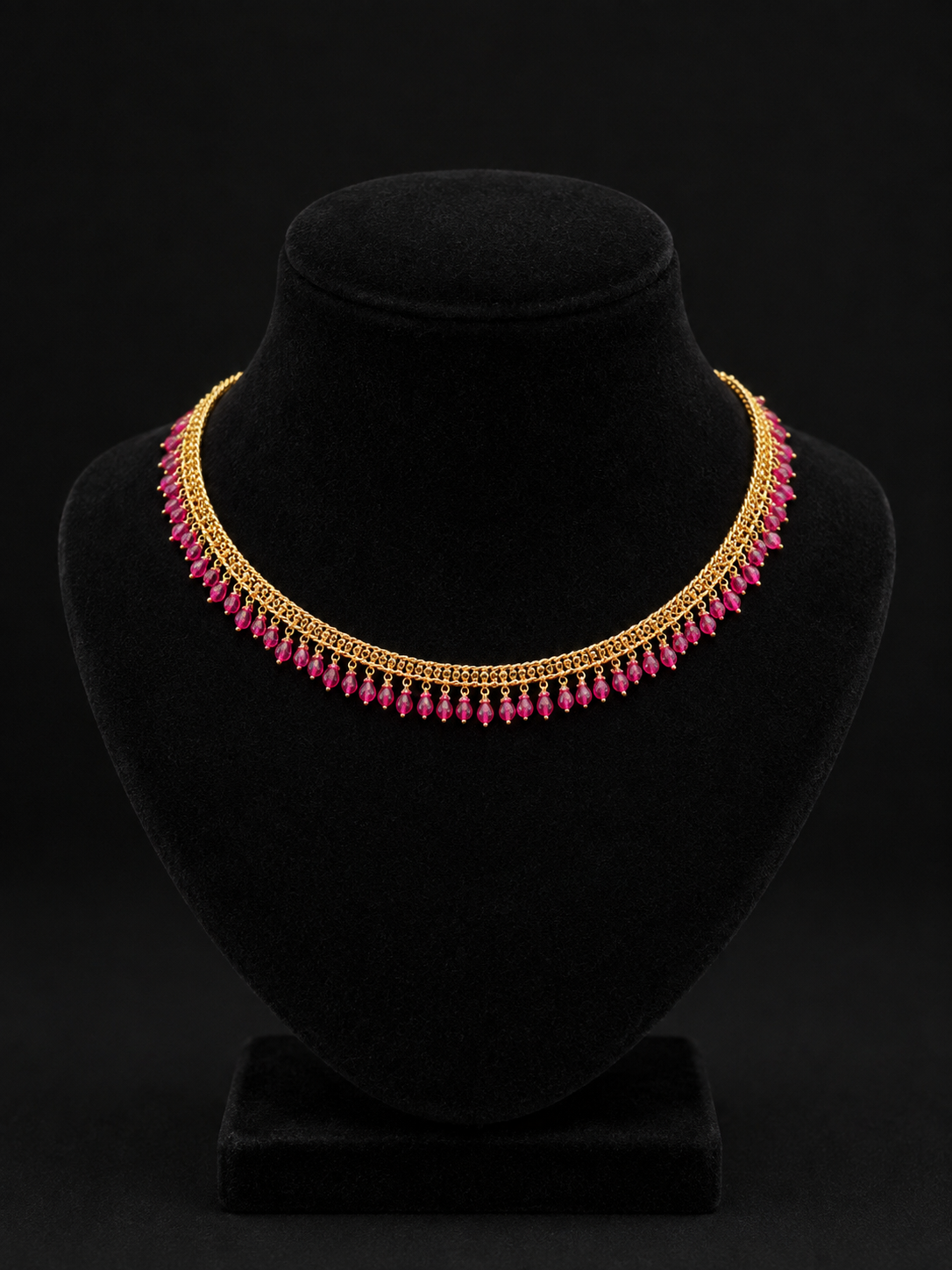 Premium 24 carat gold plated pink drops necklace product code G116