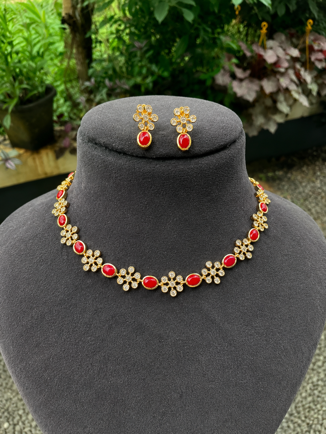 Premium quality ad gold plated floral necklace set product code G137