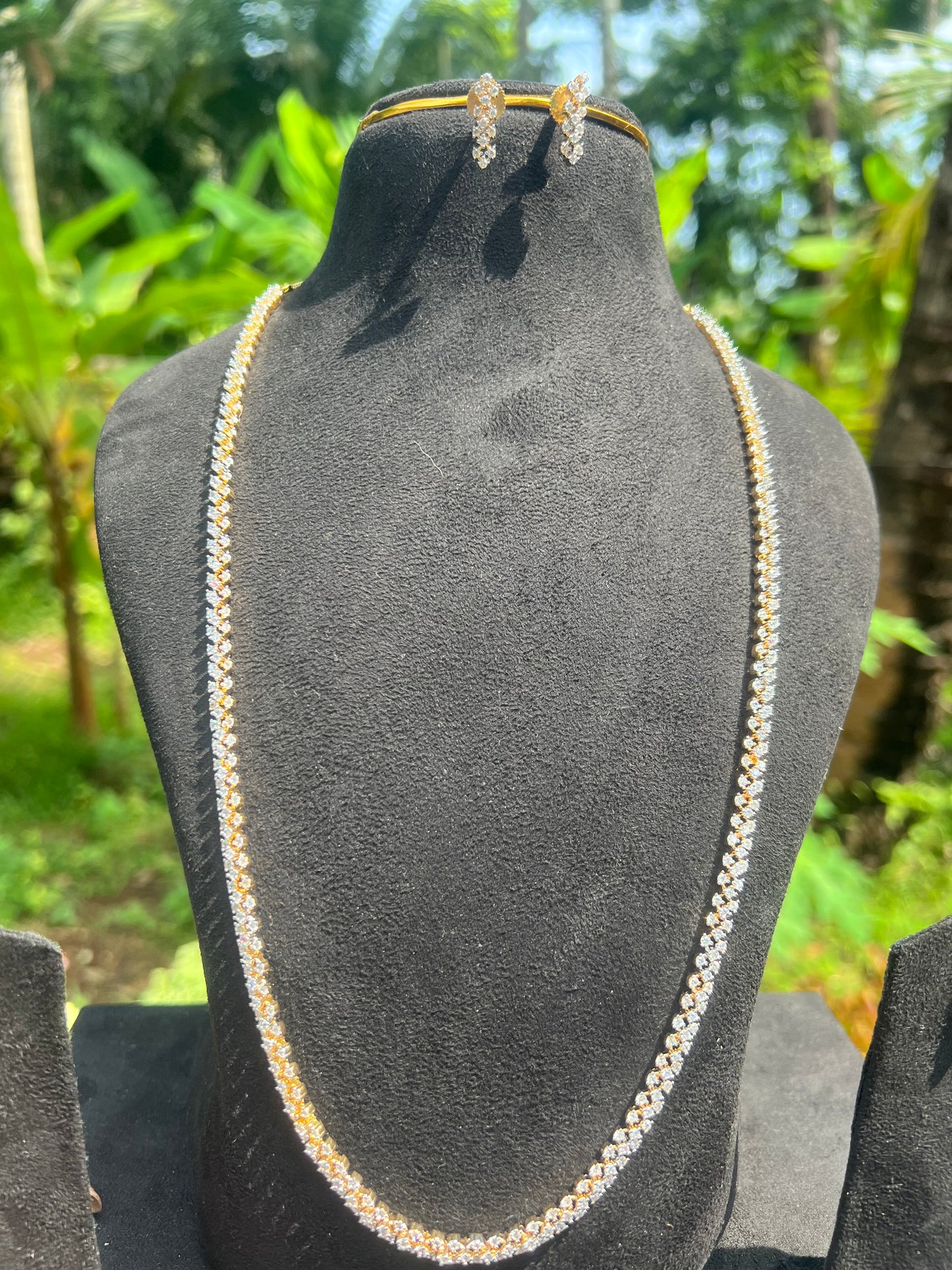 Premium diamond finish long haram with adjustable back chain product code H91