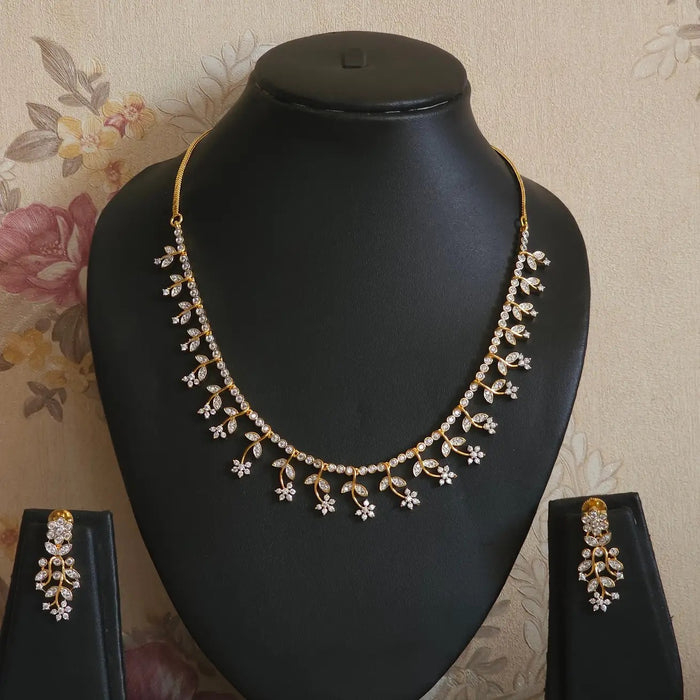 Premium diamond finish bridal necklace set product code D386