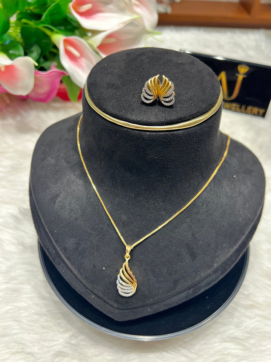 Premium quality ad daimond finish pendant set with chain product code N381