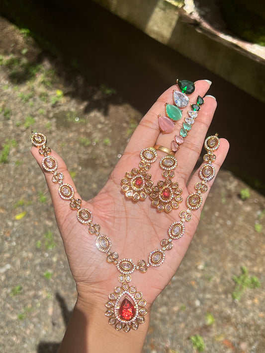 5stone color changeable necklace set product code N62