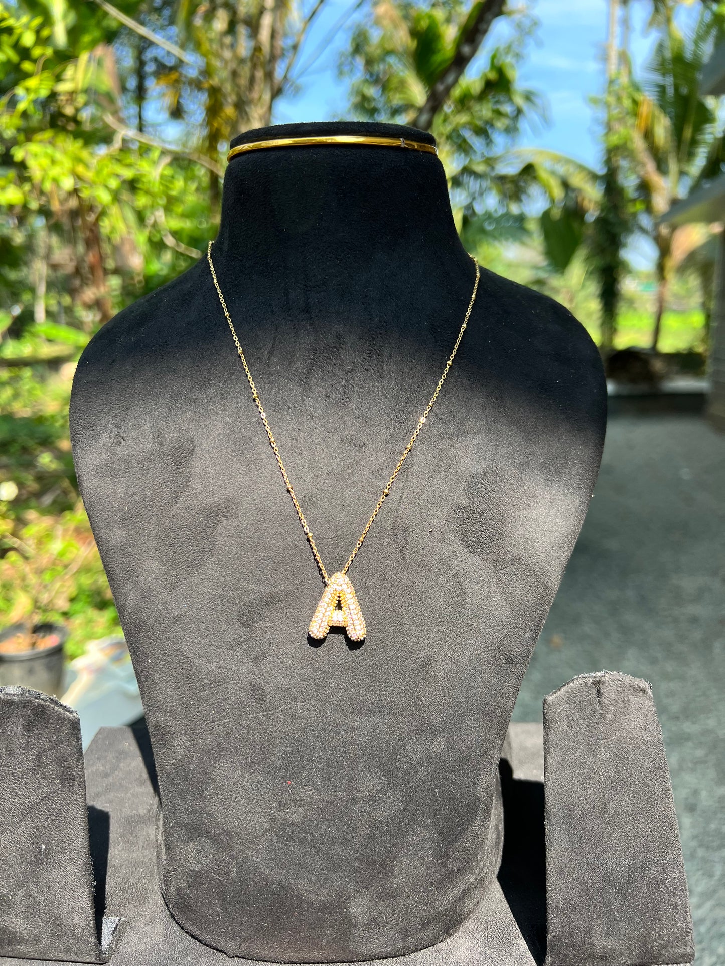 Premium anti tarnish (A letter )pendant chain product code 356