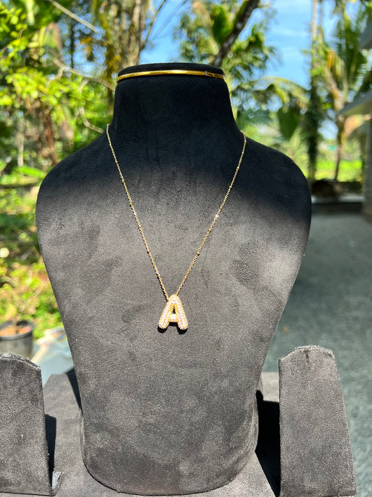Premium anti tarnish (A letter )pendant chain product code 356