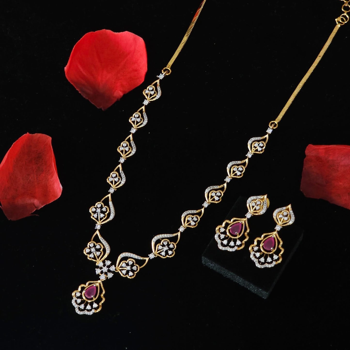 Premium diamond finish designer necklace set product code 24
