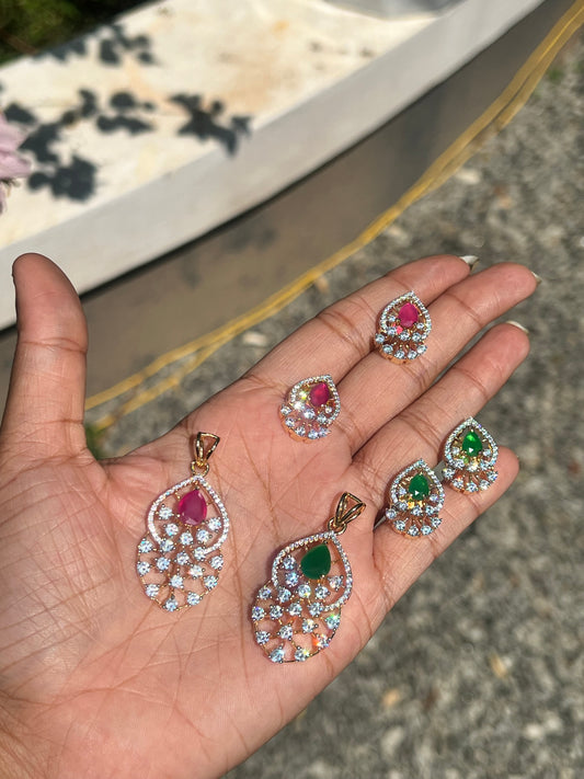Premium daimond finish pendant set product code D117