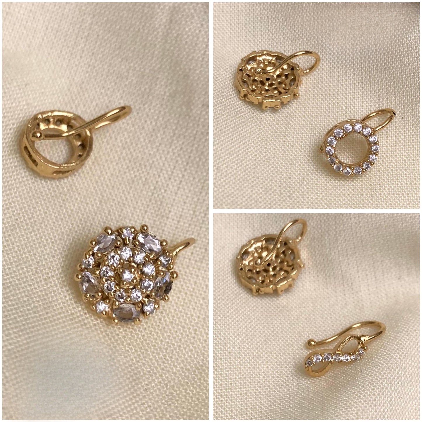 Cubic zirconia ,diamond ,Gold plated brass nosepins combo of 3 product code 64