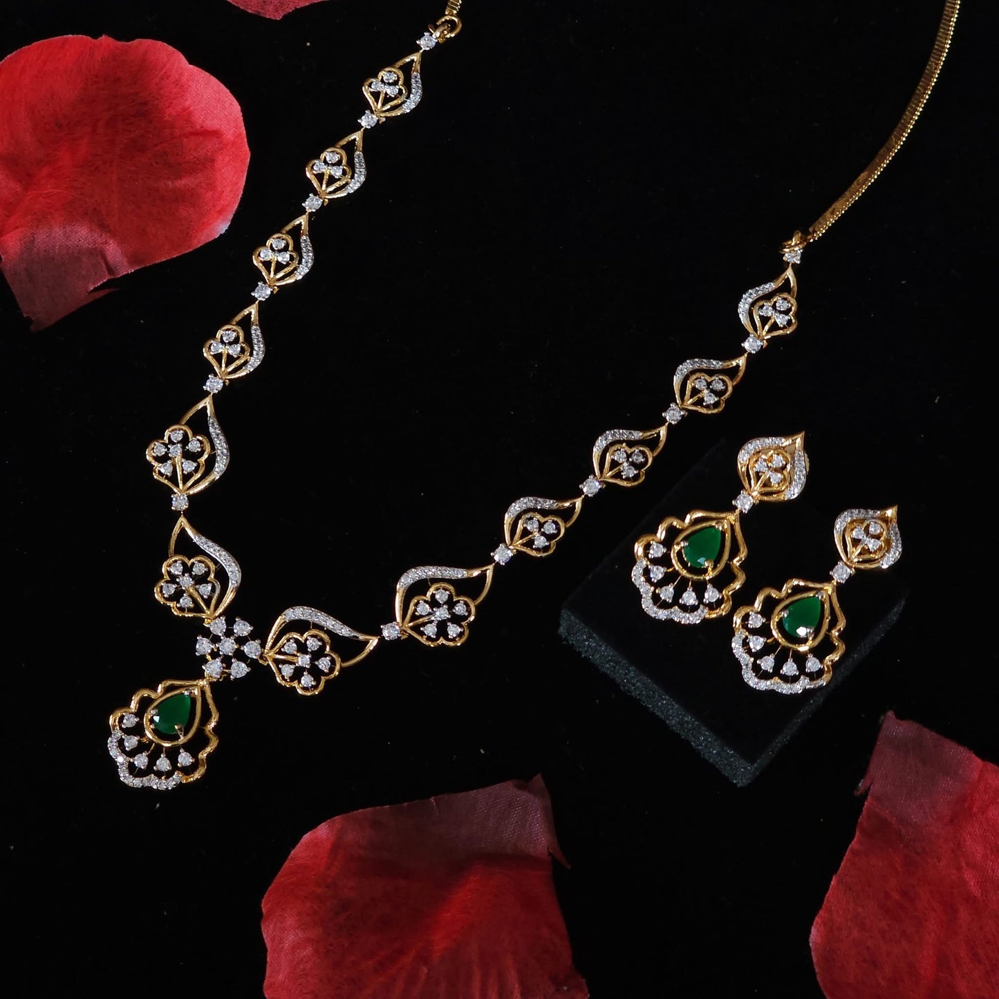 Premium diamond finish designer necklace set product code 24