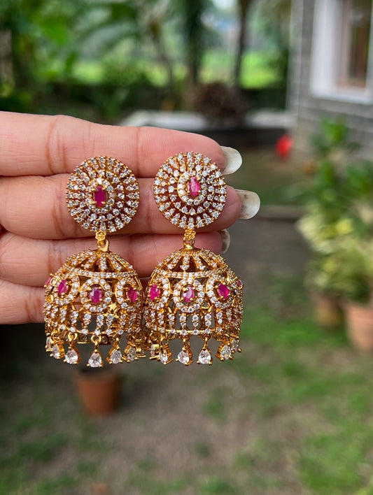Premium quality ad stone hanging jhumka product code E24