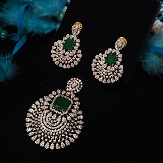 Premium daimond finish zircon pendant set product code 128