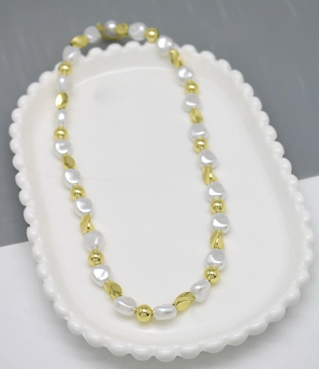 Popular style freshwater baroque pearl necklace