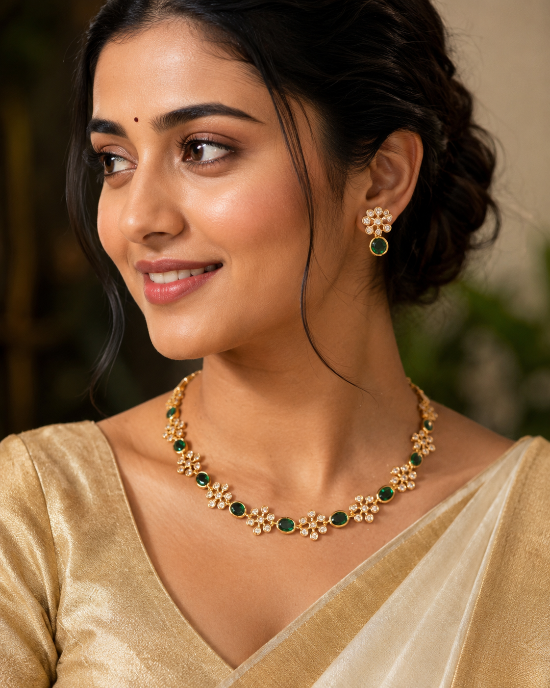 Premium quality ad gold plated floral necklace set product code G137