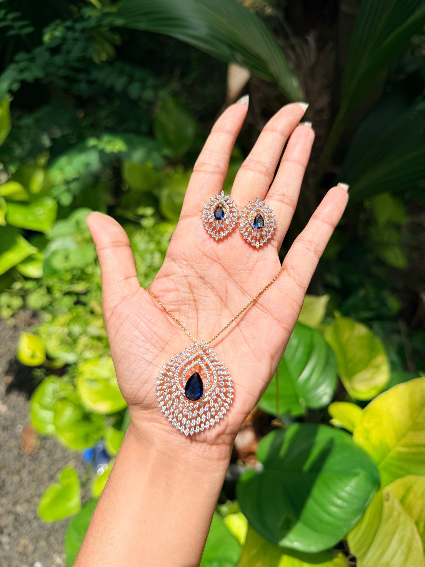 Premium diamond finish party wear pendant set with chain product code D398