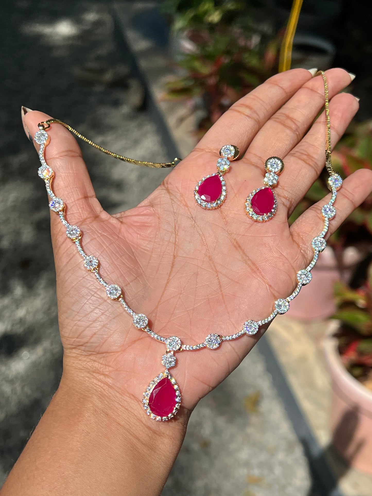 Premium diamond finish bridal necklace product code D46