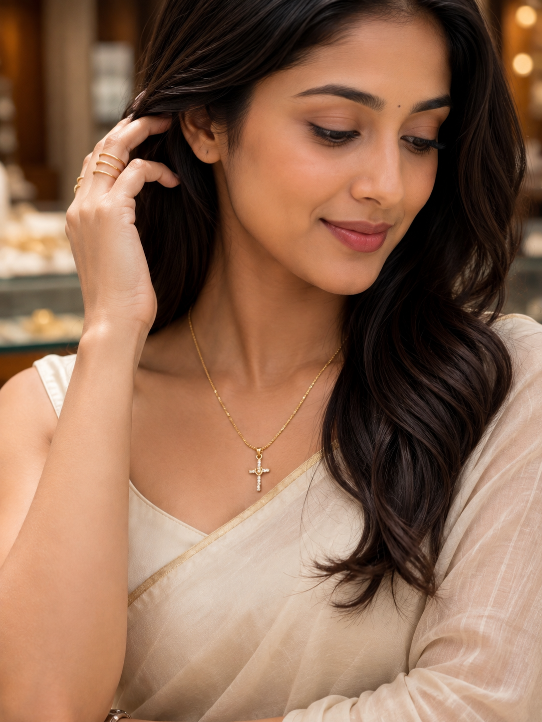 Premium gold plated cross pendant with chain product code G119
