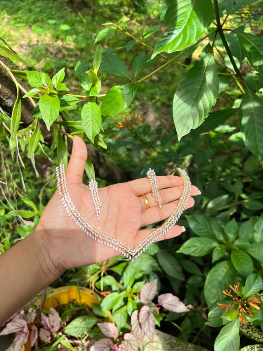 Premium daimond finish cubic zircon bridal necklace product code 56