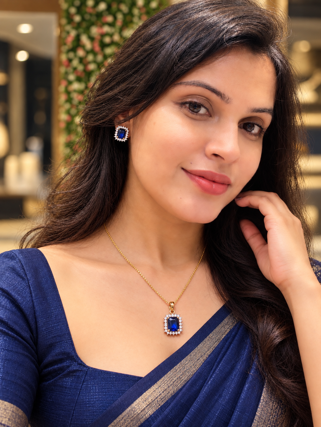 Premium party wear diamond finish pendant set with chain product code D426